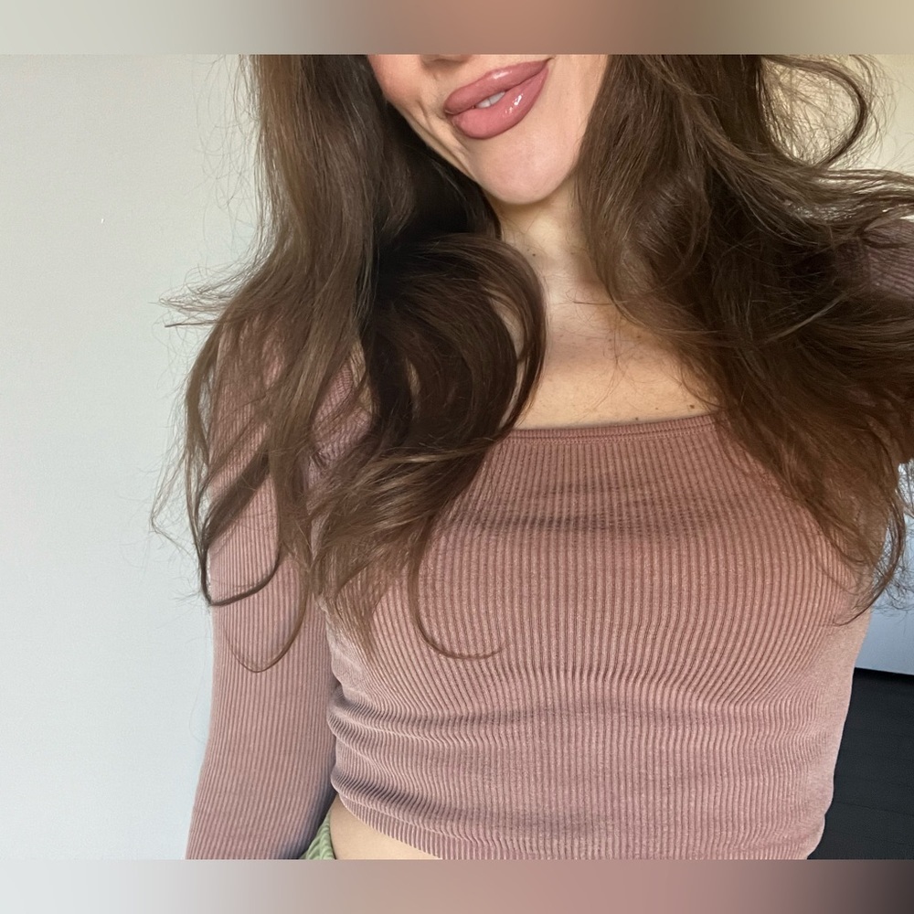 Seamless long sleeves Contour Collection Ribbed Croptop Mauve/Dusty Rose